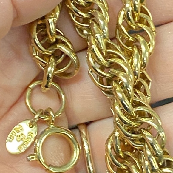 Vintage Erwin Pearl Signed Goldtone Braided Spiral Chunky Chain Necklace 24” - Picture 2 of 6